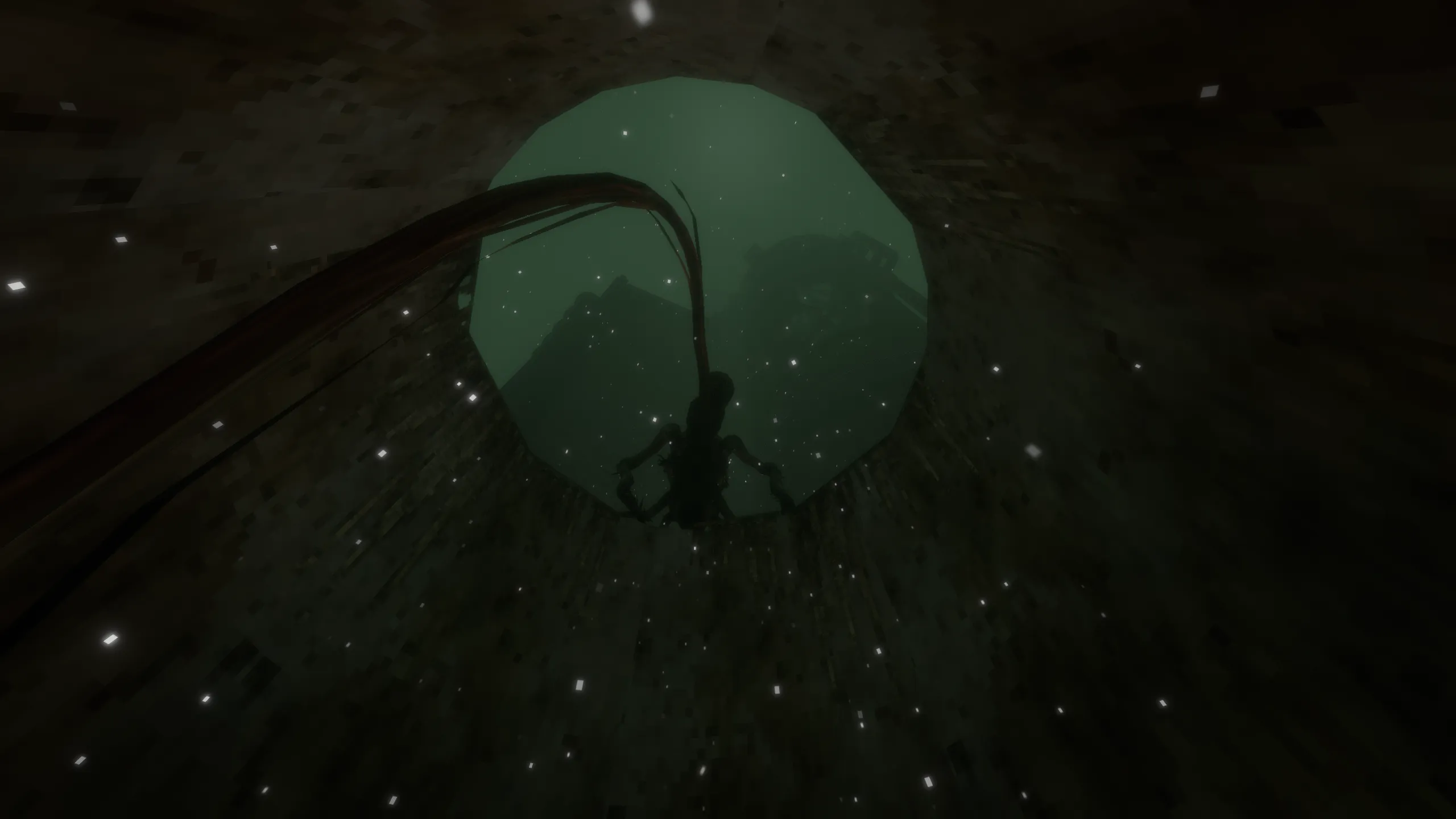 Spirit Spear flying toward a glowing opening above