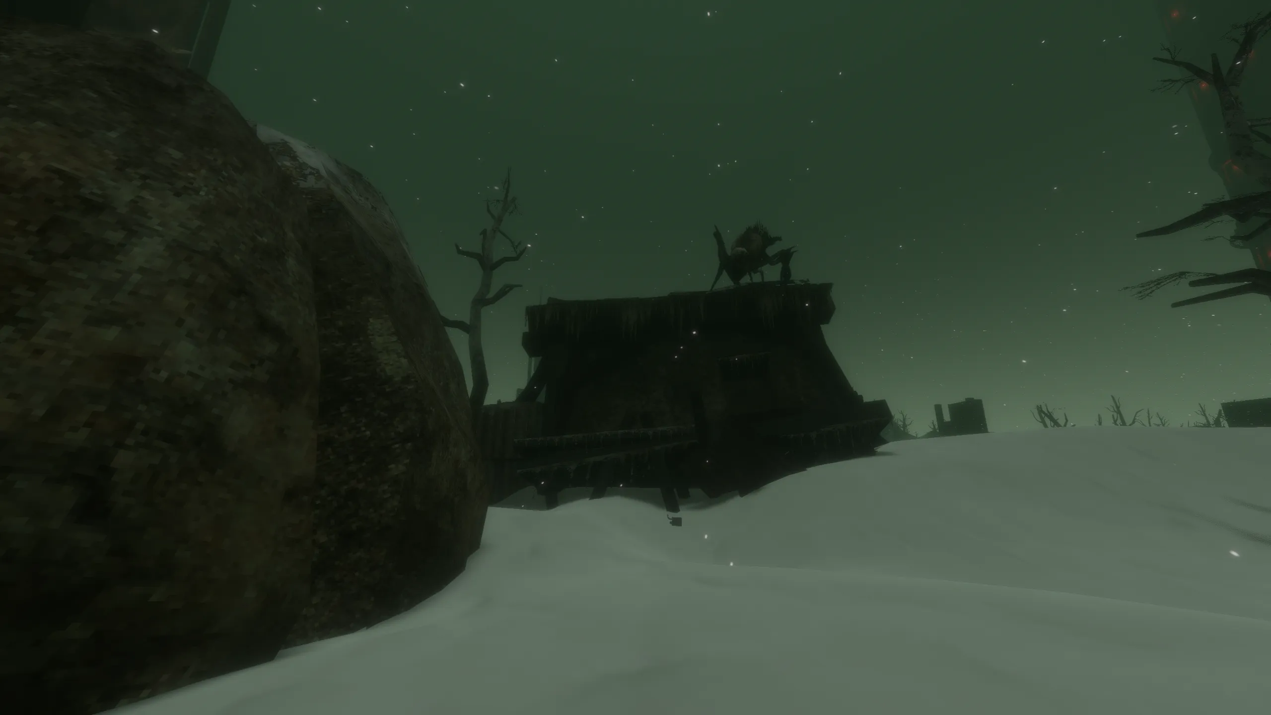 An abandoned house in the frozen tundra