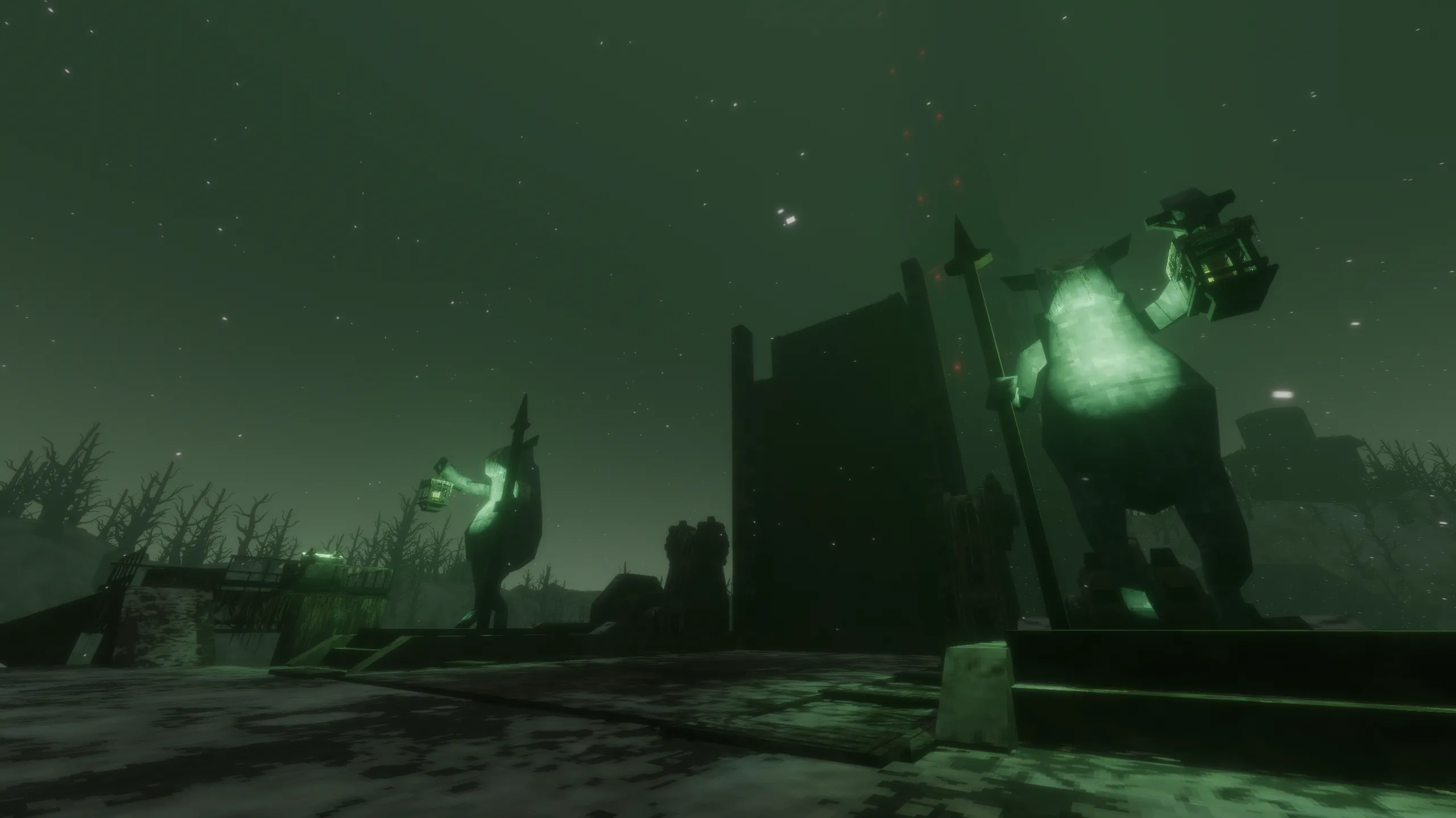 Spear-wielding guardians at a watchtower